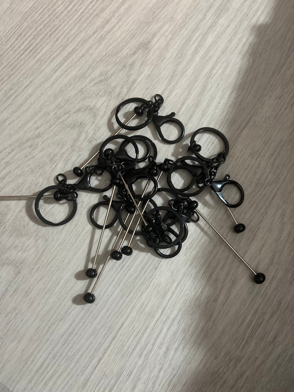 10 piece black beadable purse charm keychains